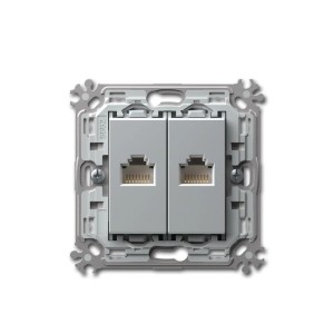 TEM MODUL PLUS 2-Fach RJ45 Netzwerkdose Cat5e Silber