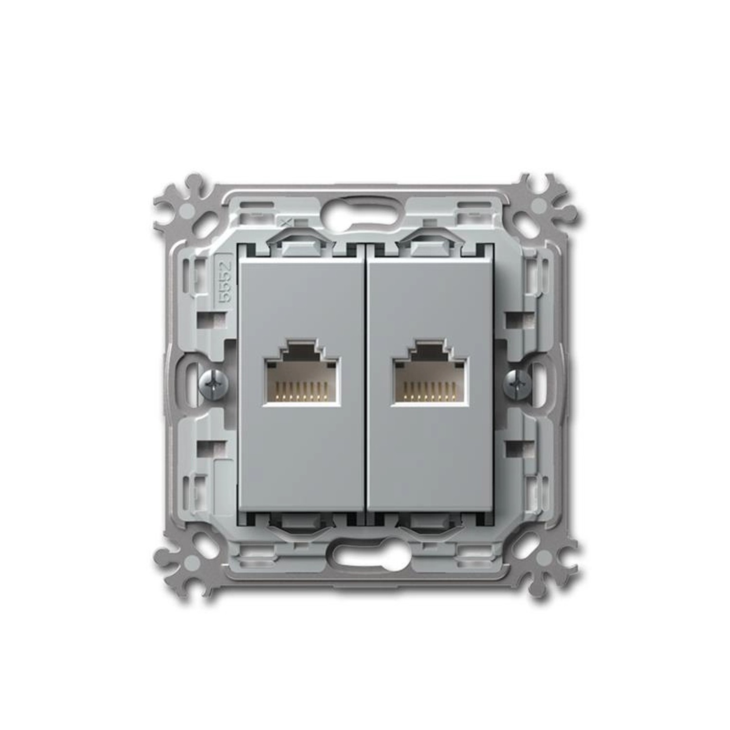 TEM MODUL PLUS 2-Fach RJ45 Netzwerkdose Cat5e Silber