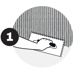 Auftragen der Elabrick Haftgrundierung mit einer Glättkelle. Schritt 1.