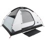 Furnicato Campingzelt Kuppelzelt weiß, verdunkelnd, für 4 Personen. Mit schwarzem Boden, Netzfenster und rotem Akzent.