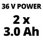 Einhell Akku-Rasenmäher: 2x 3.0 Ah Akkus, 36 V Power für kabelloses Rasenmähen.