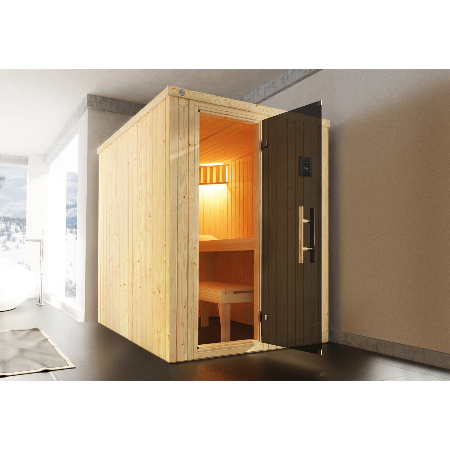 Weka Elementsauna Kaarina 1 Sparset 4,5 kW BioS Glastür