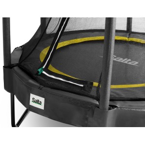 Detailansicht: Schwarzes Salta Comfort Trampolin (ø 153 cm) mit Sicherheitsnetz.