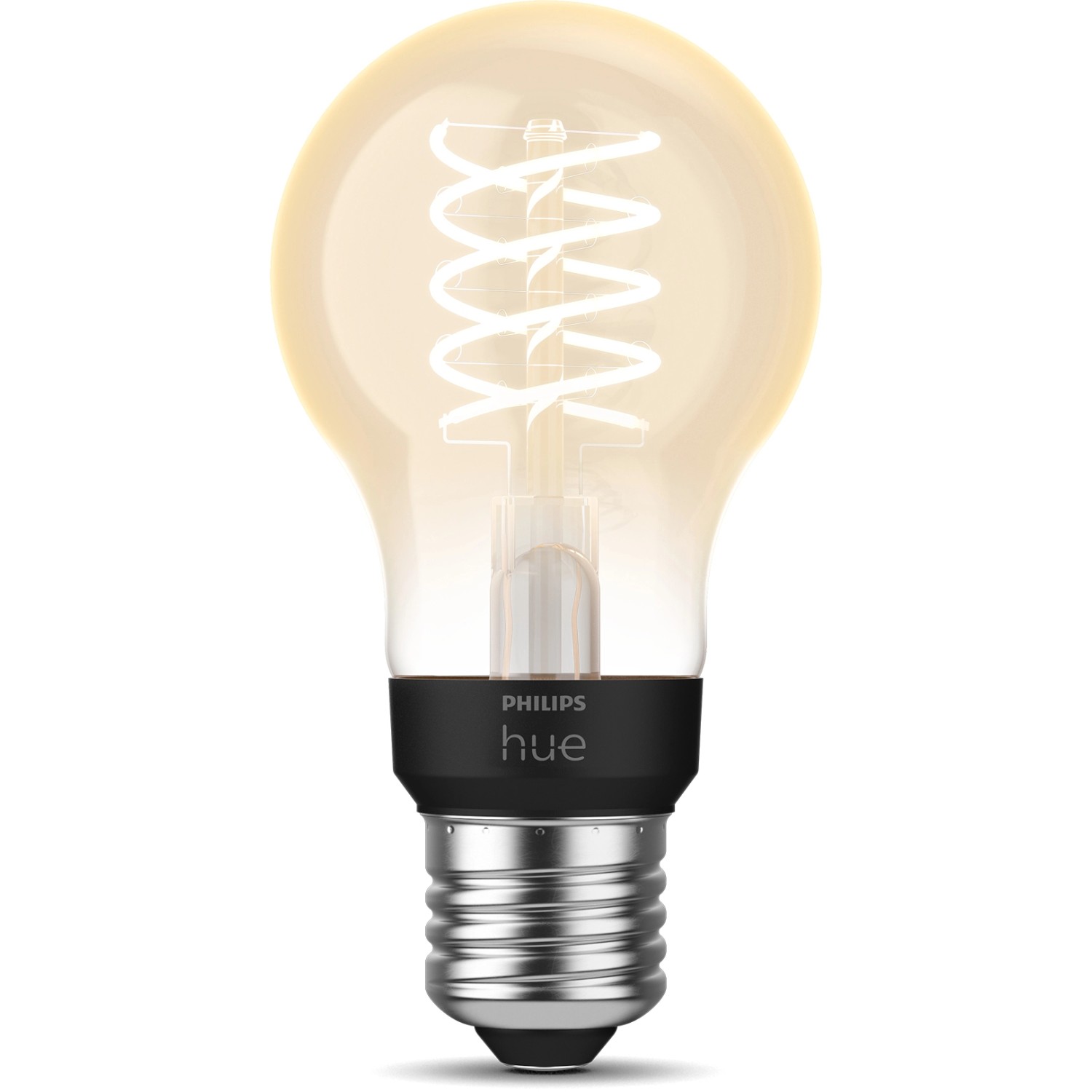 Philips Hue LED-Lampe E27 Filament, warmweißes Licht, dimmbar.