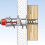 Illustration: Fischer Duoblade Gipskartondübel in Wand und Holz, 40 Stück. Dübel für Gipskarton.