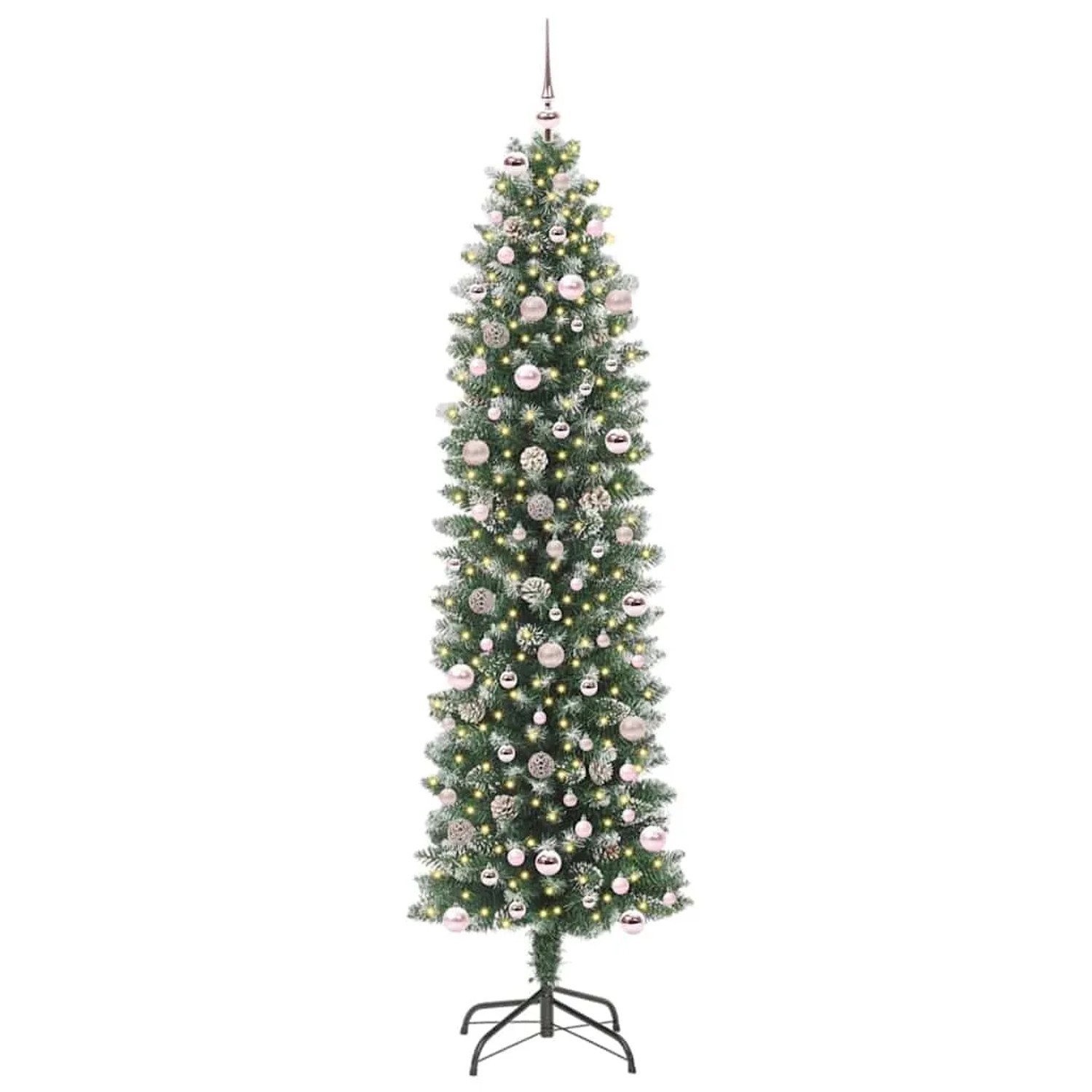 vidaXL Künstlicher Schlanker Weihnachtsbaum Grün und Weiß 240 cm 3395319