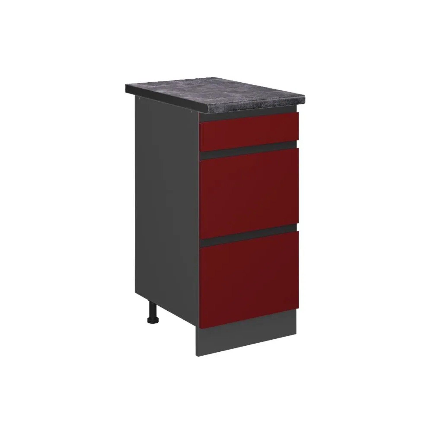 Vicco Küchenunterschrank R-Line Rot Anthrazit 40 cm mit Schubladen J-Shape AP Anthrazit
