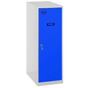 Blau-grauer PROREGAL Schließfachwürfel AMEGO, Spind für Garderobe, 91,5x40x50 cm.