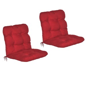 2 rote Beautissu Flair NL Niederlehner Sitzkissen 100x50x8cm für Gartenstühle.