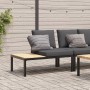 furnicato Gartenbank mit Kissen, schwarz, Aluminium, mit Beistelltisch und grauen Kissen.