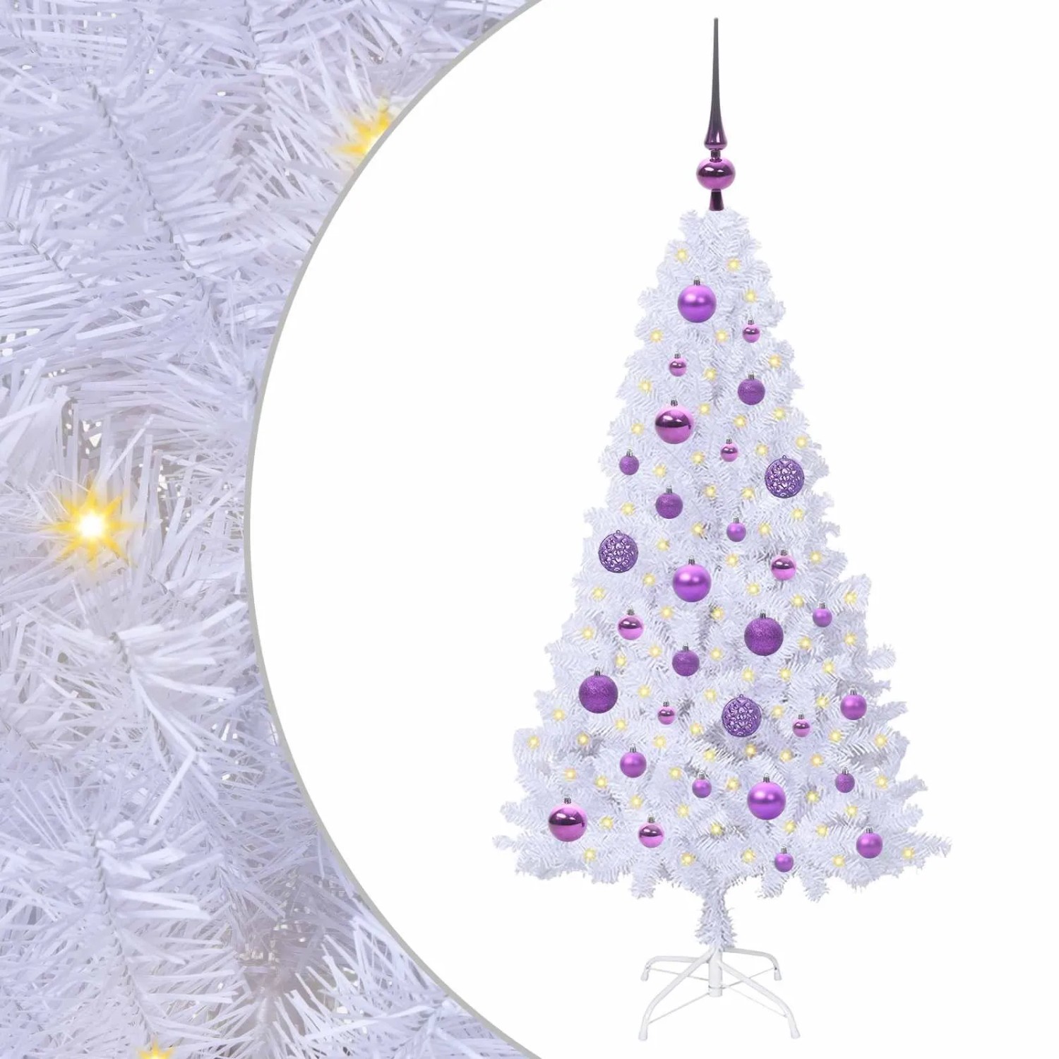 vidaXL Künstlicher Weihnachtsbaum Weiß 120 cm PVC und Stahl 3426755