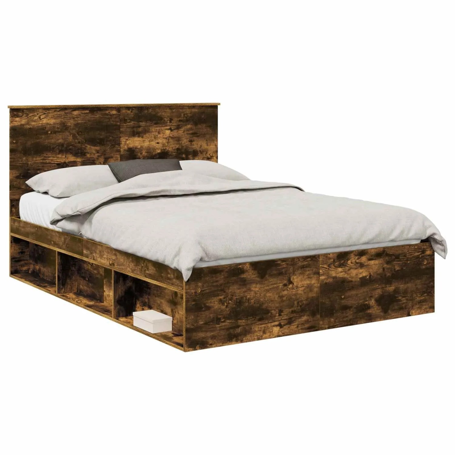 vidaXL Bettrahmen Räuchereiche 140 x 200 cm Massives Kiefernholz 3409358