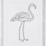 Silberner Bilderrahmen 50x70 cm mit Passepartout und geometrischem Flamingo-Motiv.