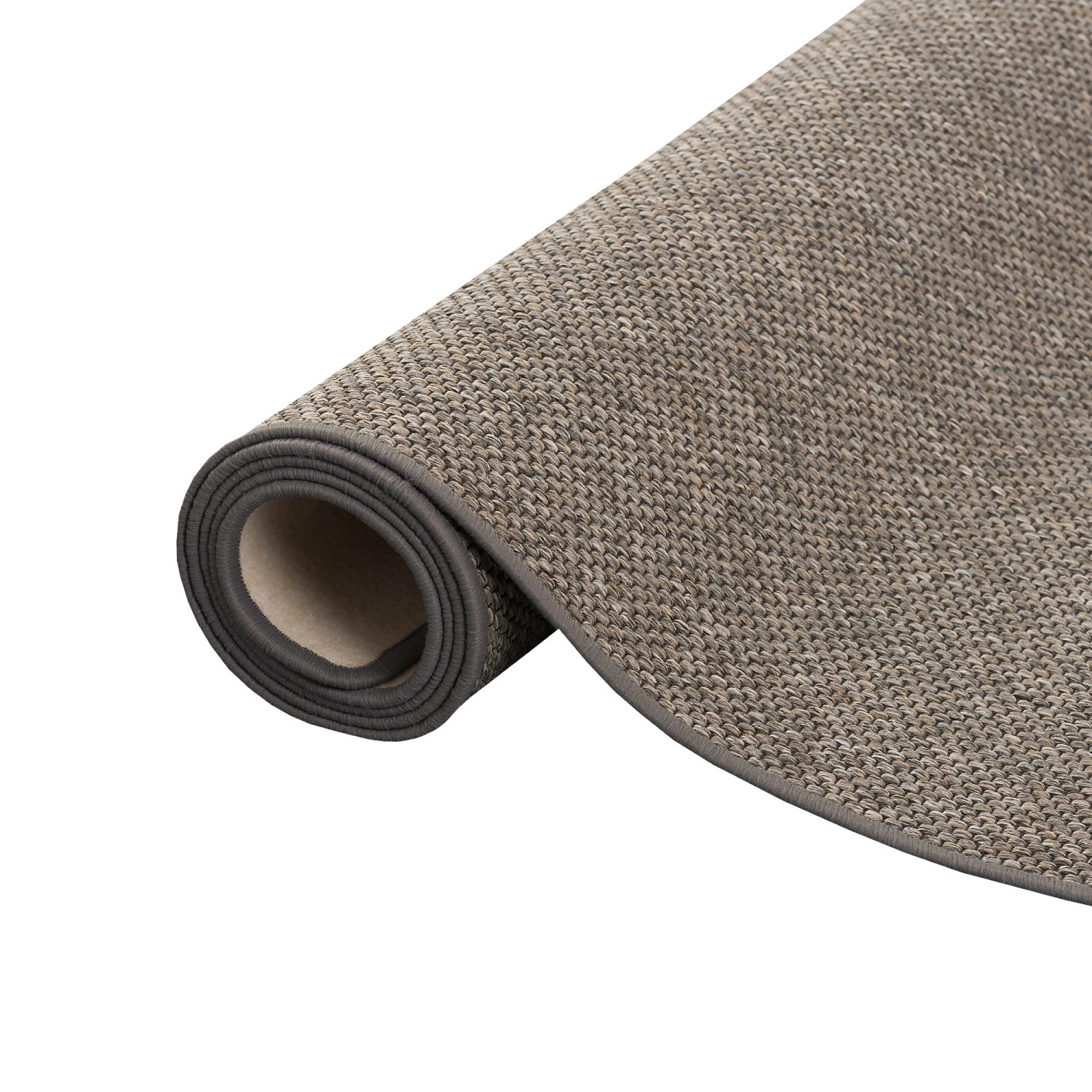 Gerollter, grau-blauer Snapstyle Teppich Bentzon, ein Kurzflorteppich 200x200cm.