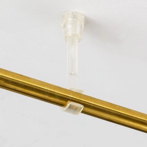 Transparente Orion Lightstyle Halterung für Lampenrohre, zur Befestigung an Decke und Rohr.