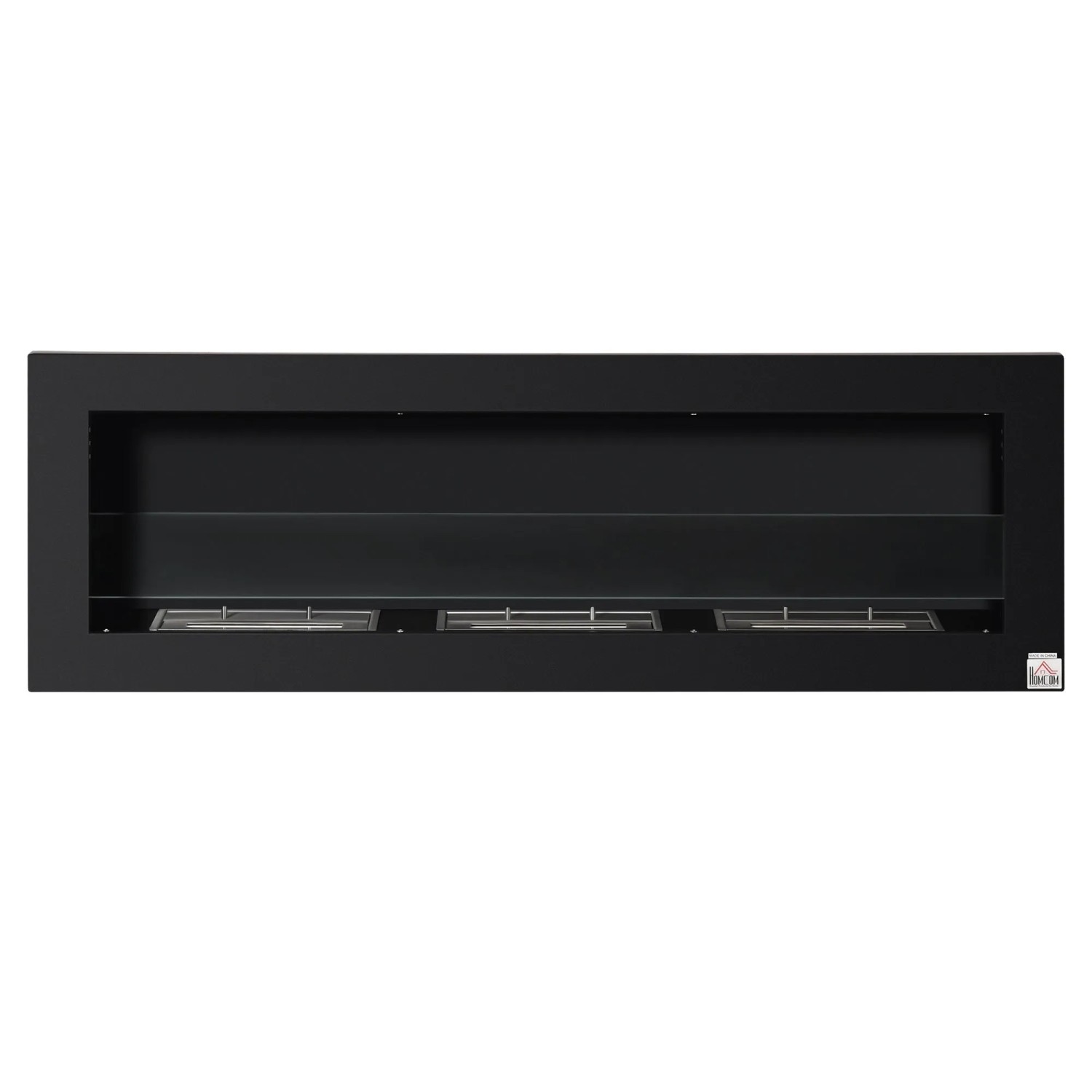 Homcom Alkohol Kamin Stahl Gehärtetes Glas 120B X 15T X 40H Cm Schwarz