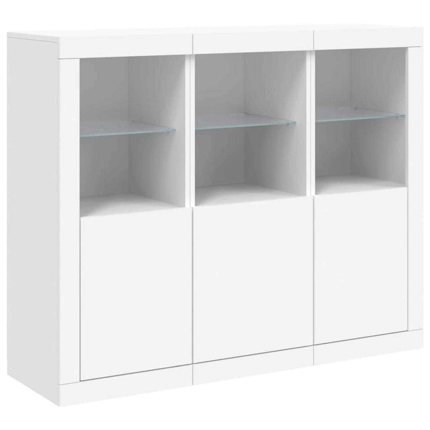 vidaXL Sideboards mit LED-Leuchten 3 Stk Weiß Holzwerkstoff 3209100 günstig online kaufen