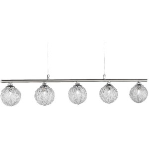 Paul Neuhaus Womble Pendelleuchte mit 5 Halogen-Kugeln aus Drahtgeflecht.