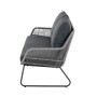 Graues Siena Garden 2-er Loungesofa Kansas mit Kissen, seitliche Ansicht. Gartenbank für 2 Personen.