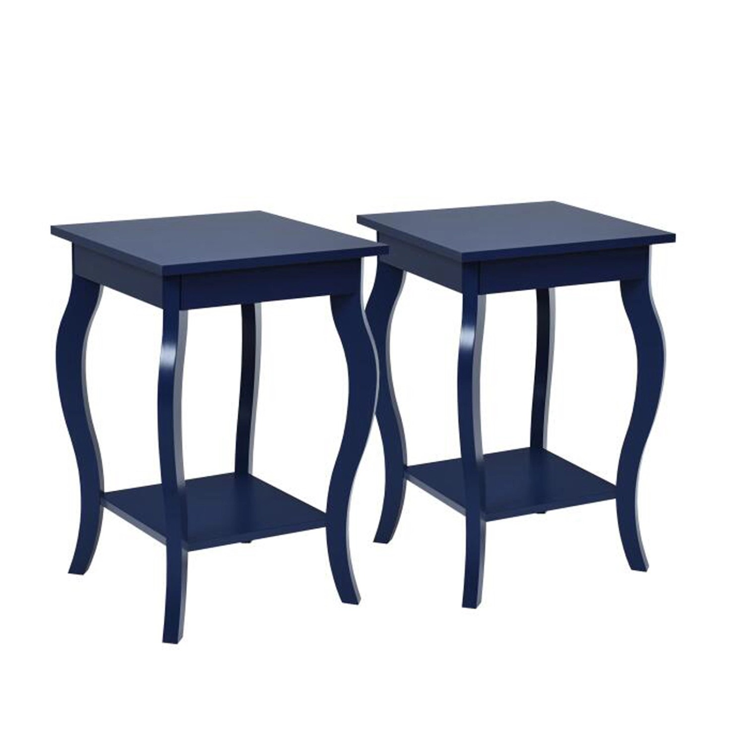 Costway 2er Set Nachttisch mit Ablage Sofatisch 40 x 40 x 60 cm Blau günstig online kaufen