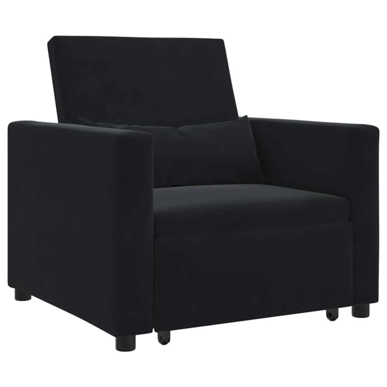vidaXL Einzel-Schlafsofa mit Rädern Schwarz 90 x 165 x 87 cm Samt 42002703