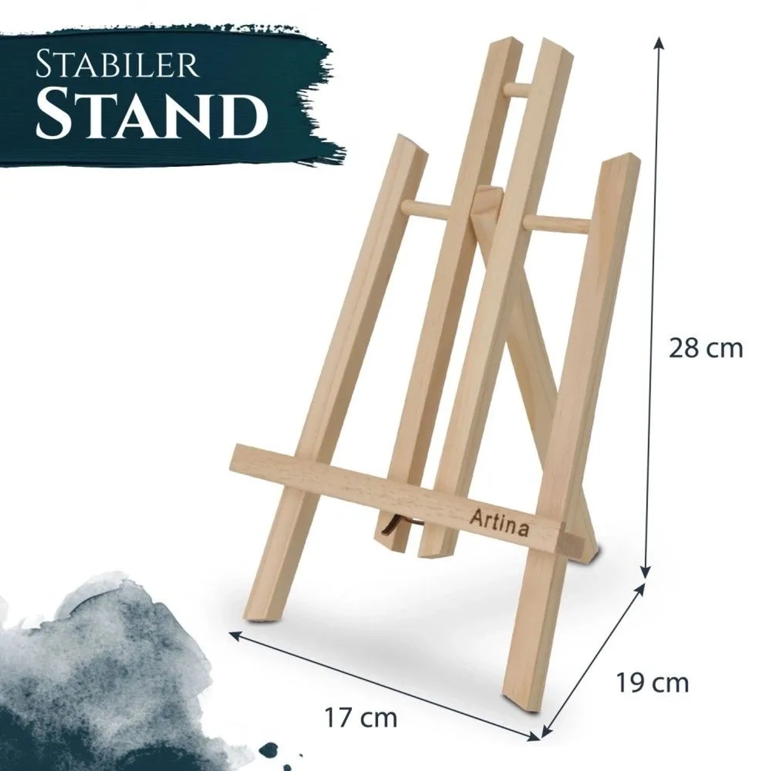 Artina Manchester Tischstaffelei 2er Set, 28 cm, aus Holz, ideal für kleine Kunstwerke.