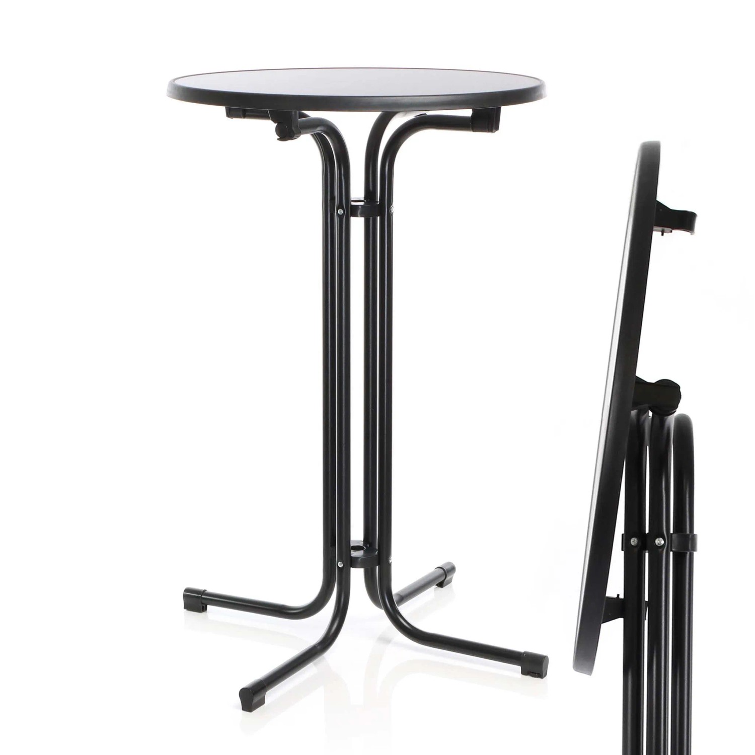 Toboli Klappbarer Bistrotisch Schwarz Ø 80 Cm Stehtisch Bartisch Partytisch Rund