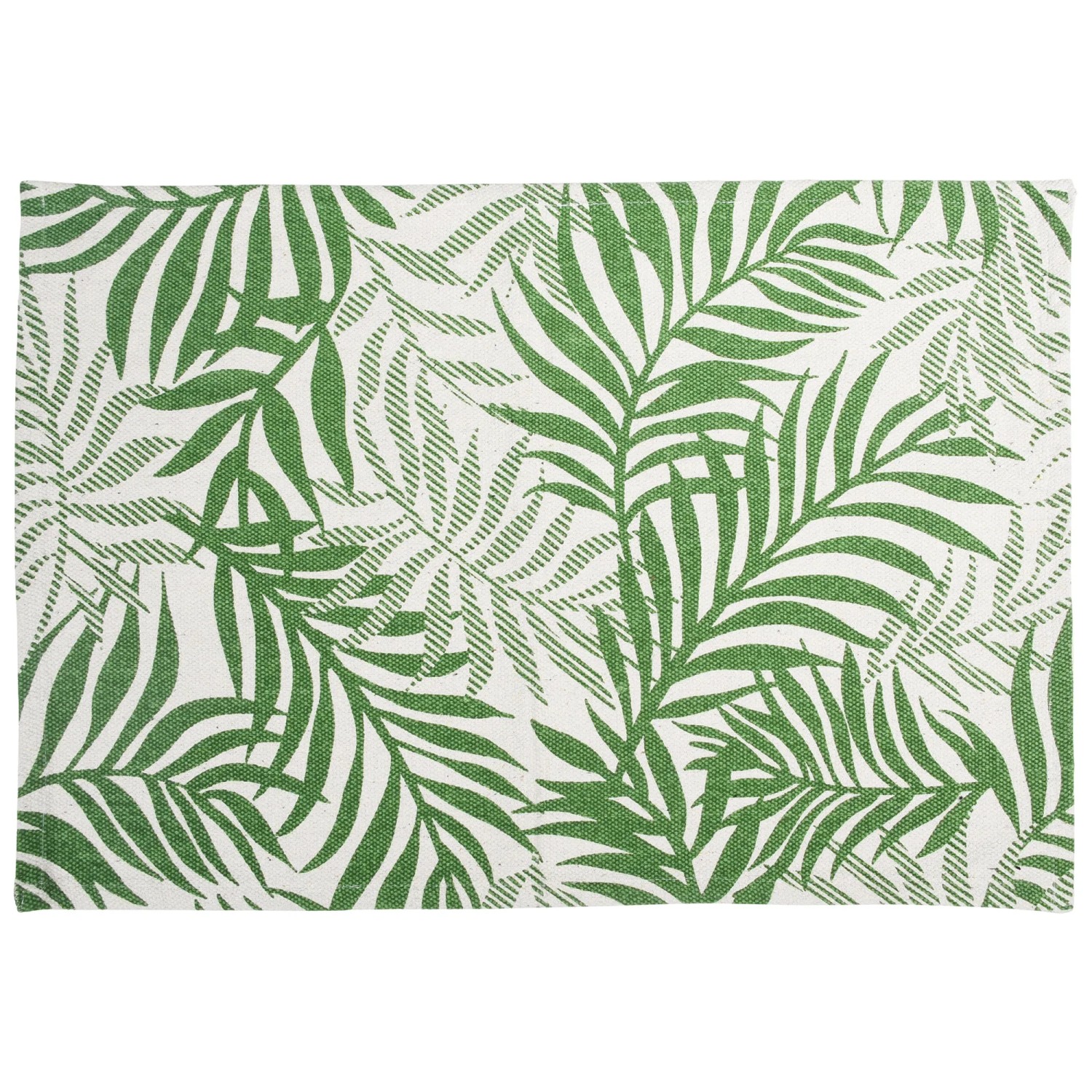 Teppich mit Blattprint, Baumwolle, 60x90 cm. Baumwollteppich mit grünem Blätter Muster.