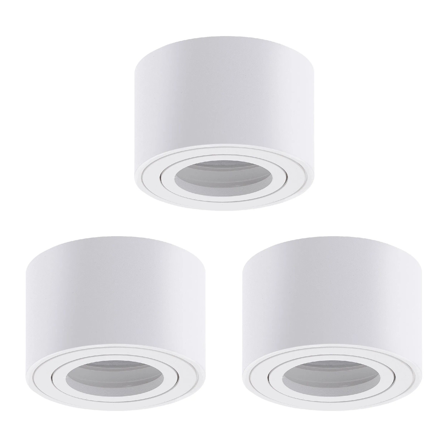 Oktaplex Lile S 3er Set Aufputz-Deckenspot Gehäuse ohne Leuchtmittel Weiß Schwenkbar für 50-mm-LED-Module Aufbaustrahler