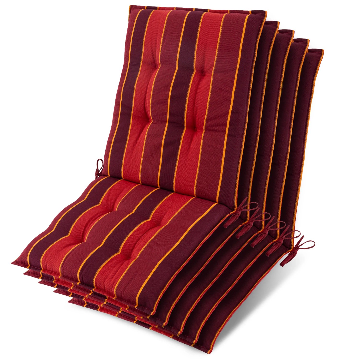 Beautissu 5x Niederlehner Sun-NL Auflage 105x50x8cm Rot-Gestreift