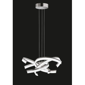 Moderne LED-Pendelleuchte Sund von Fischer & Honsel, weiß-nickel, 3400 lm, dimmbar.