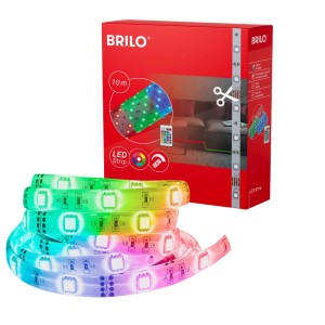 Brilo LED-Strip RGB mit Fernbedienung Farbwechsel Dimmbar Kürzbar Weiß 10 m
