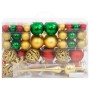 Weihnachtskugel-Set, 112-teilig, rot, grün, golden, mit Christbaumspitze, Sterne und Schneeflocken.