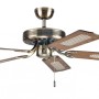 Deckenventilator Paloma Plus 132 cm in Antikmessing mit Holzflügeln (Eiche/Buche) und Zugschalter.