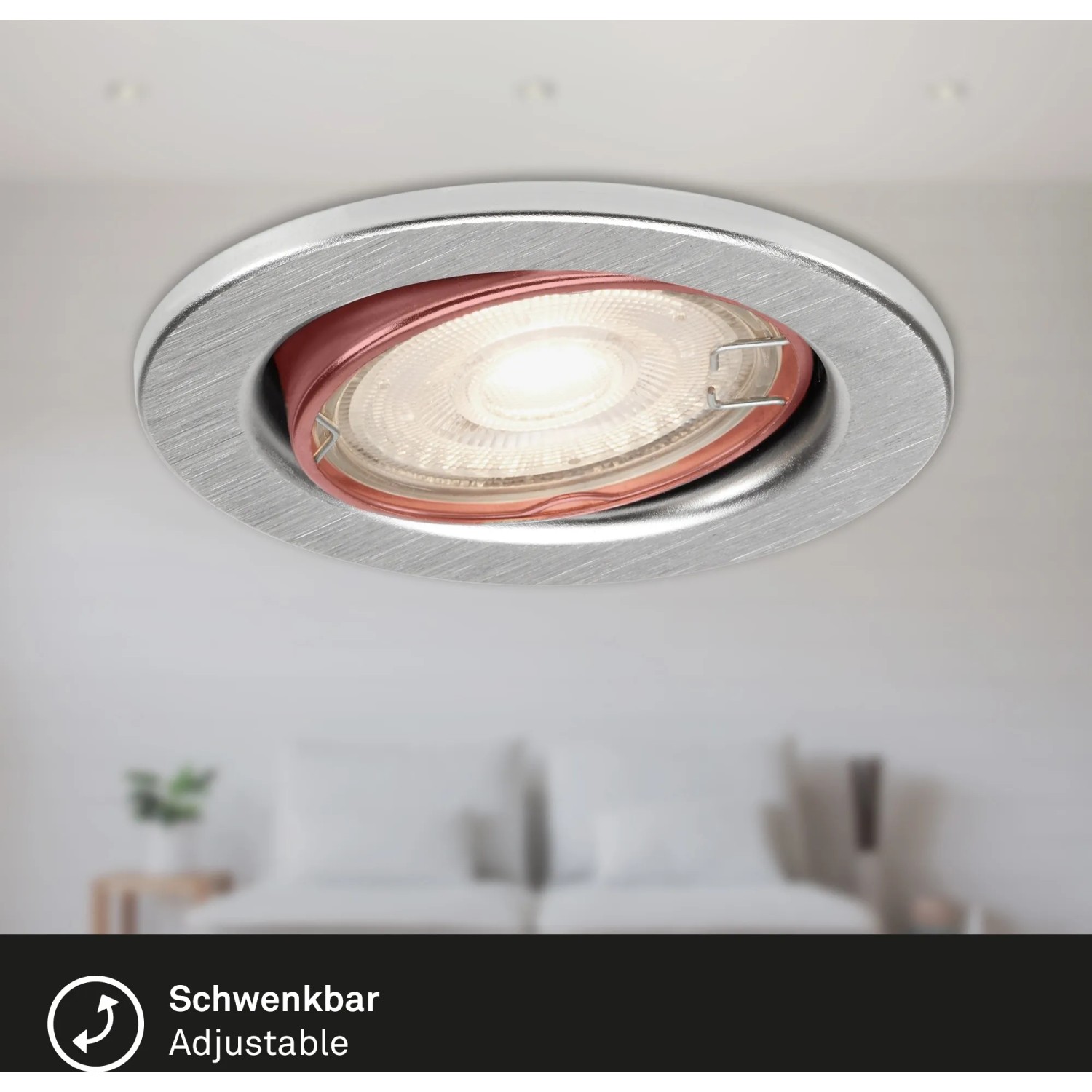 Briloner LED-Einbaustrahler aus Aluminium, runder, schwenkbarer Spot für Innenräume.
