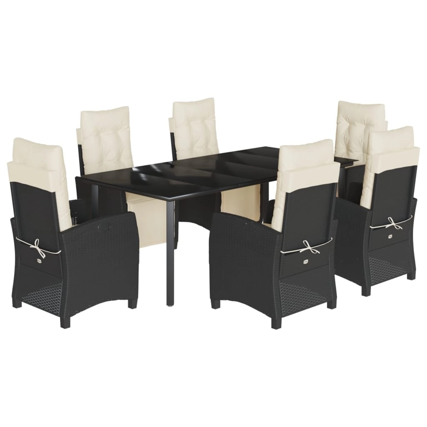 vidaXL 7-Tlg Garten-Essgruppe mit Kissen Schwarz Poly Rattan 3212958 günstig online kaufen