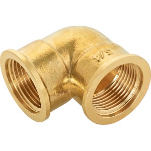 Gewinde-Winkel aus Messing, 24,1 mm (Rp 3/4) zur Verbindung von Rohren im 90-Grad-Winkel.