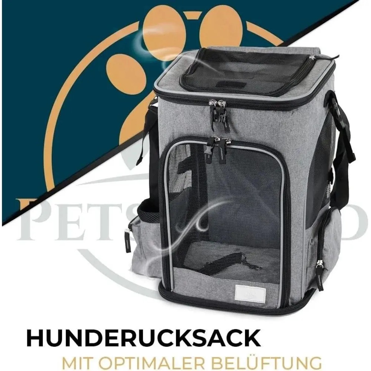 Petsworld Hunderucksack, faltbar, atmungsaktiv, mit Mesh-Einsätzen für Hunde bis 8,5 kg.