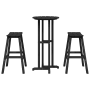 vidaXL 3-teiliges Gartenbar Set, schwarz, aus HDPE mit Tisch und zwei Barhockern.