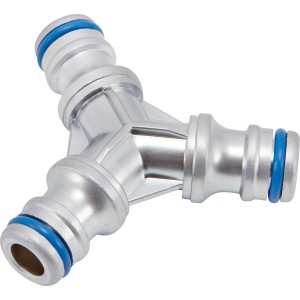 LUX Y-Stück aus Metall, Schlauchverbinder für zwei Geräte am Gartenschlauch.