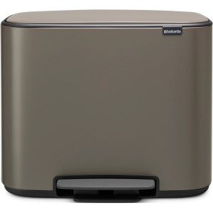 Brabantia Treteimer Bo 11+23 l in Platinum: Abfalleimer mit Pedal und zwei Fächern.