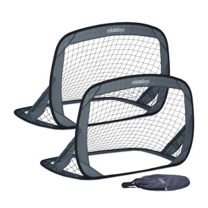 Relaxdays Fußballtore Polyester Glasfaserverstärkter Kunststoff Grau Pop Up 78 cm x 121 cm x 80 cm 1,52 kg