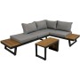 3-teilige Lounge-Gruppe Felice FSC® mit grauen Polstern und Akazientisch für Garten, Terrasse oder Balkon.