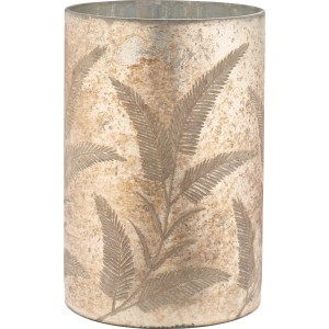 Goldenes Windlicht mit Farn-Muster, Natural Summer Kollektion, Ø 12 cm.