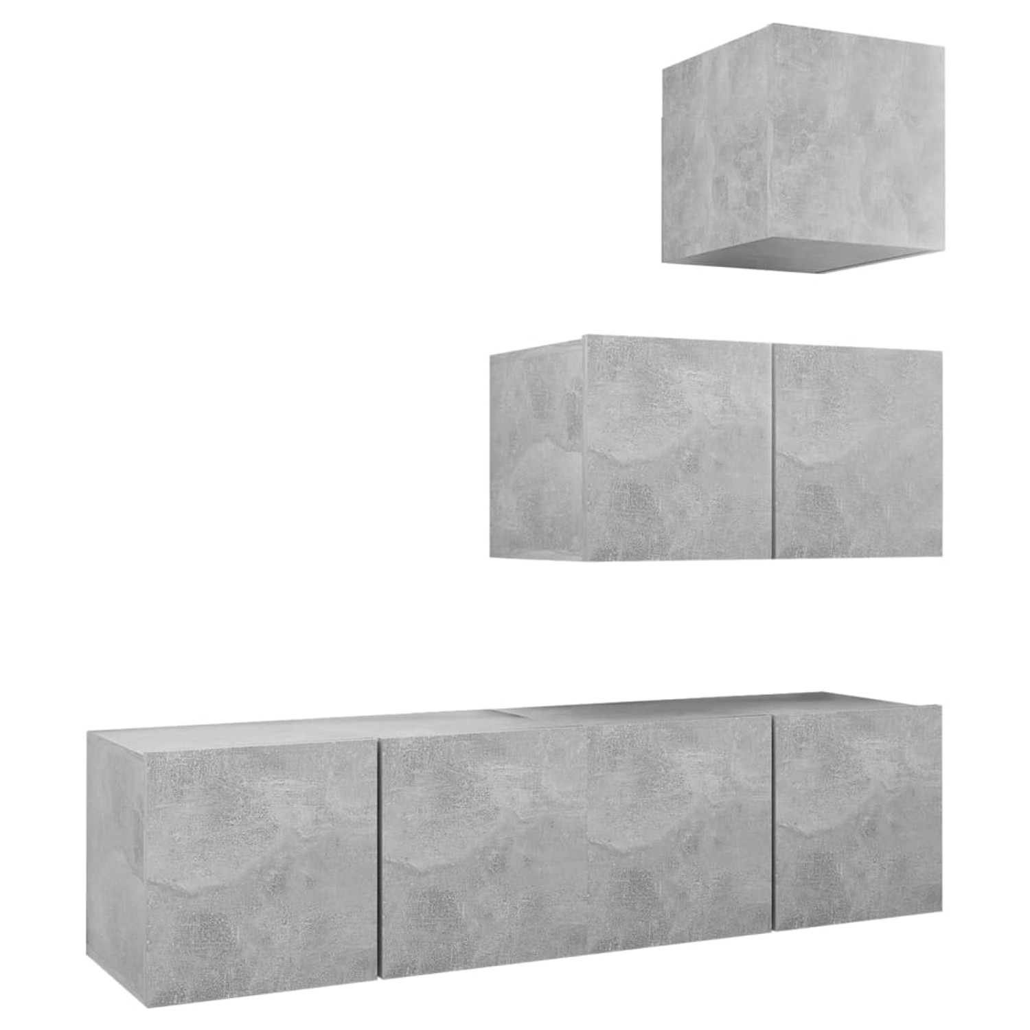 4-tlg. Tv-schrank-set Betongrau Spanplatte günstig online kaufen