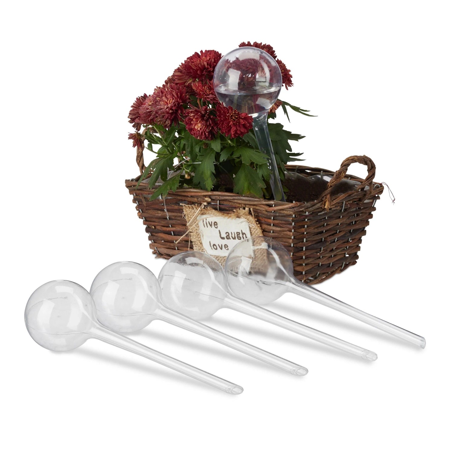 Relaxdays Bewässerungskugeln 5er Set Kunststoff Transparent Dosiert 28 cm x 8 cm