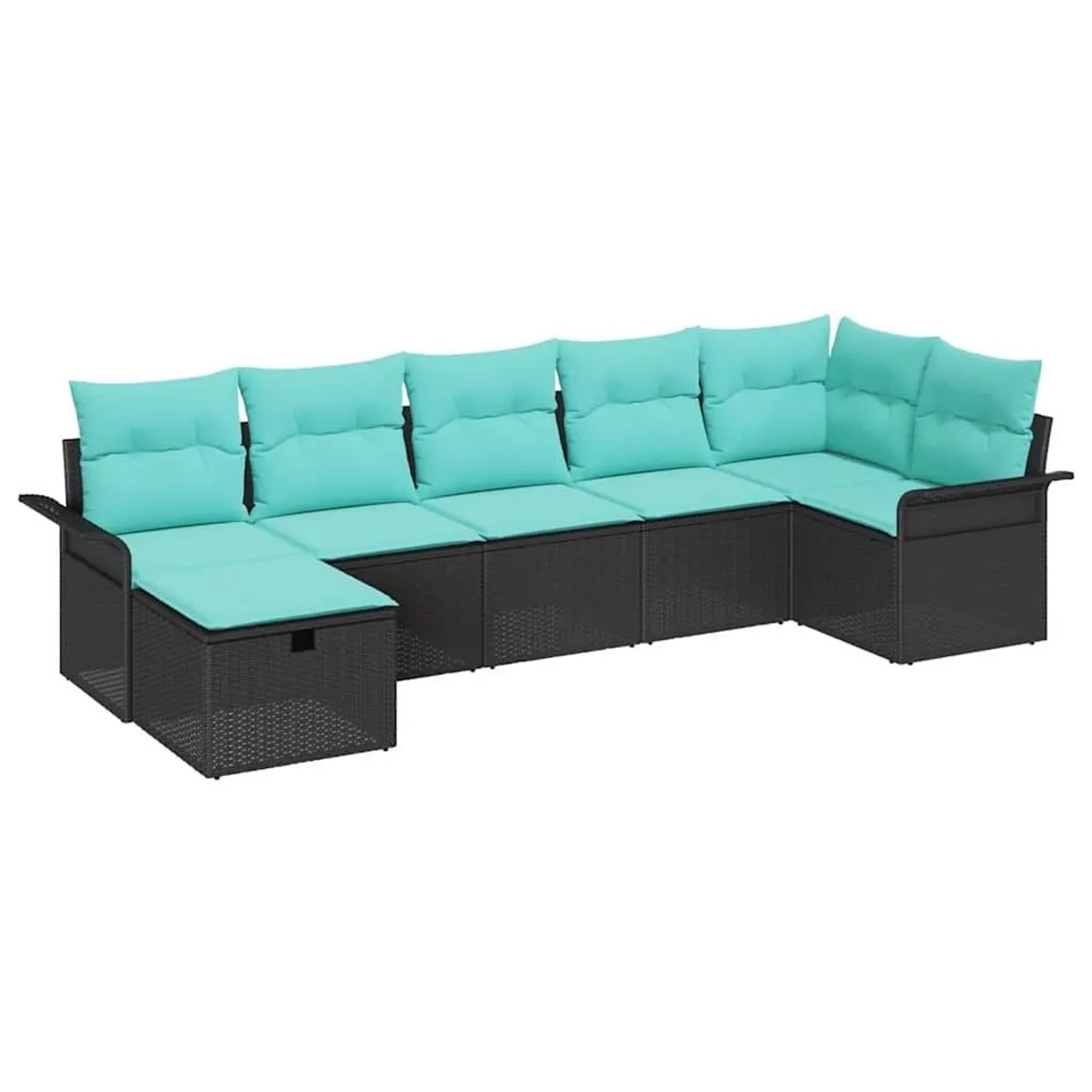 vidaXL Gartensofa-set mit Kissen mit Speicher 7 Stk Poly Rattan 3360237