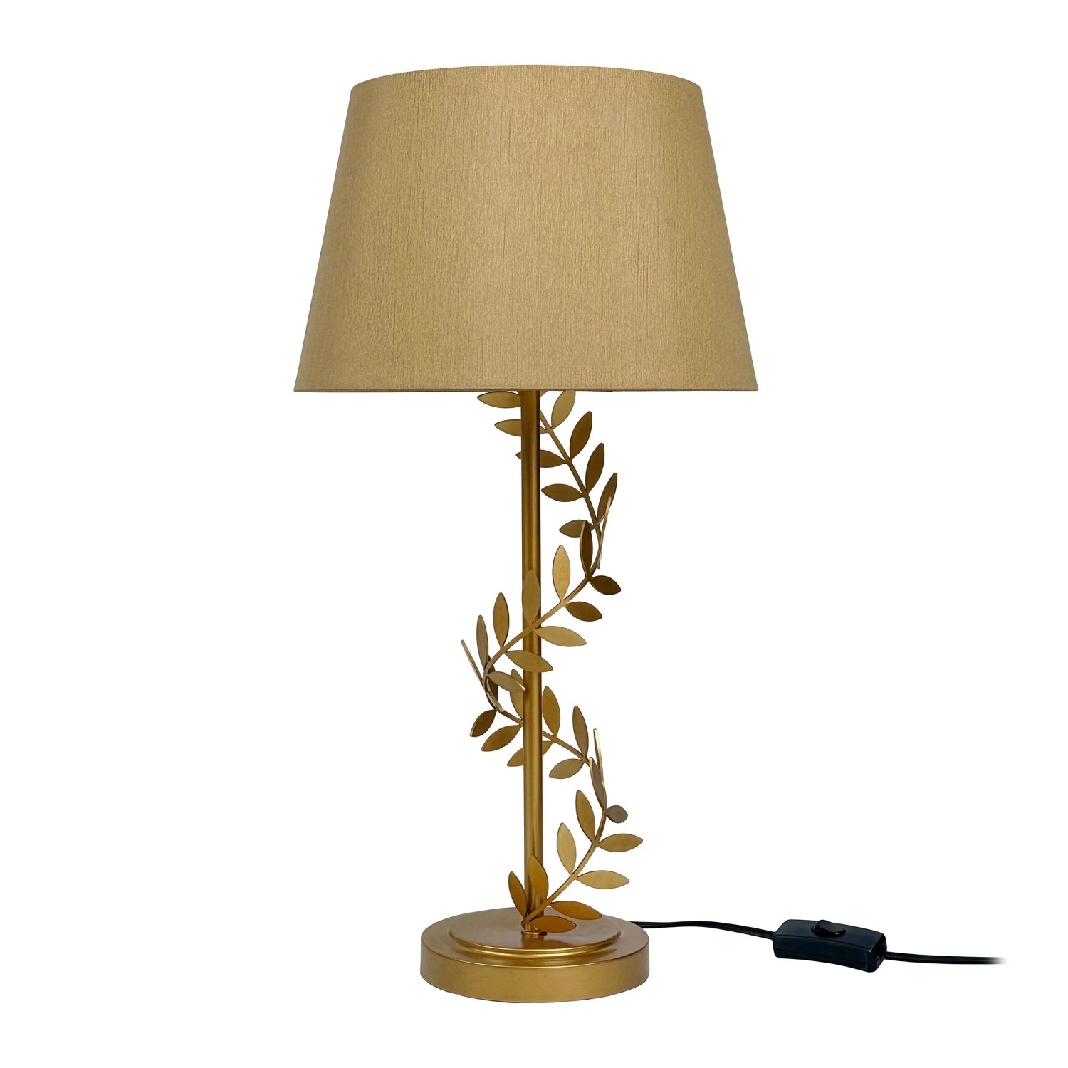 Relaxdays Tischleuchte Eisen Gold mit Stoffschirm 55 cm x 27 cm 1,2 kg