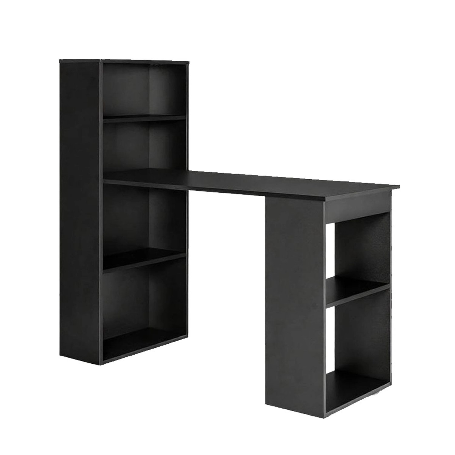 Costway Schreibtisch mit Bücherregal 122 x 56 x 122 cm Schwarz