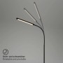 Schwarze, dimmbare Brilo LED Stehleuchte Pivaz mit schwenkbarem Leuchtenkopf.